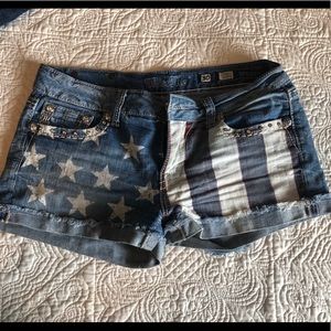 Sz 30 American Flag Miss Me denim shorts